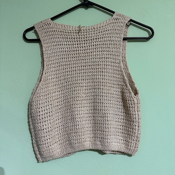 Beige Knitted Crop Top - Picture 2 of 2